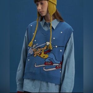 Kina & Tam The Skiing Moose sweater vest